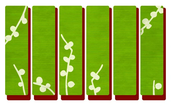 Zielone banery drewna na czerwony z japońskiego oddziału wydruku — Zdjęcie stockowe