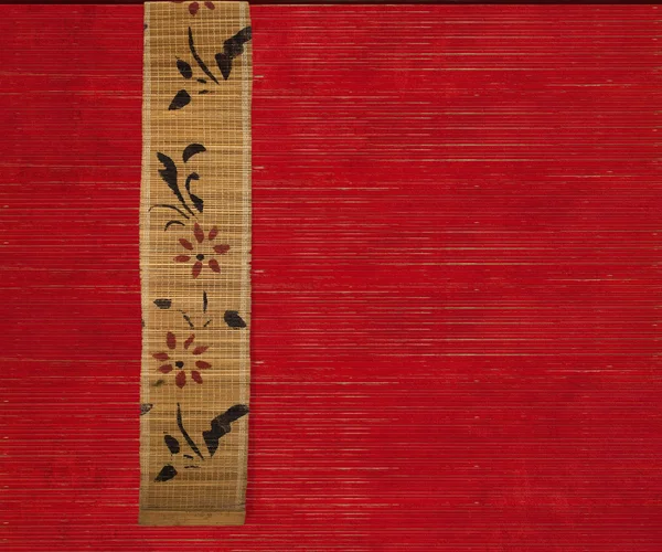 Flower bamboo banner on red background — Stock Photo, Image