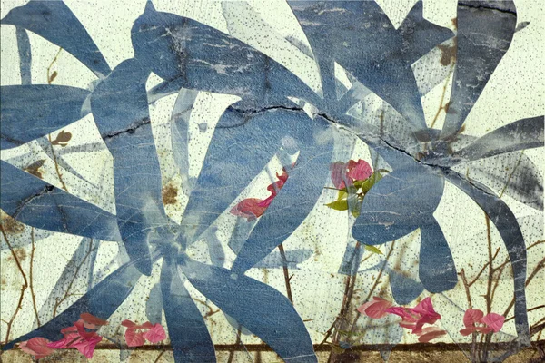 Roze en blauwe bougainvillea abstracte achtergrond — Stockfoto
