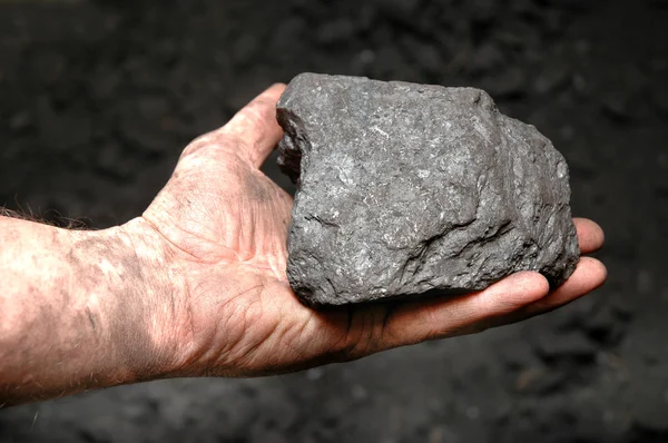 Kolen in miner's hand — Stockfoto