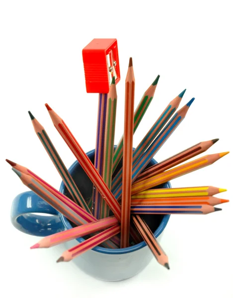Crayons in mug — Stock Photo, Image
