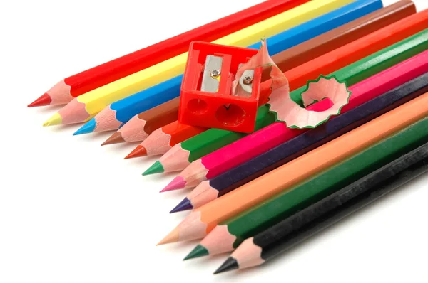 Sharpener and pencils — Stock Photo, Image