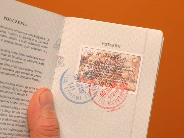 Visa in passport — Zdjęcie stockowe