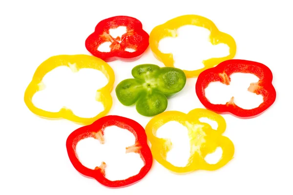 stock image Three colours bell pepper cuts