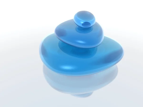 Blauer Glasstapel mit Kieselsteinen — Stockfoto