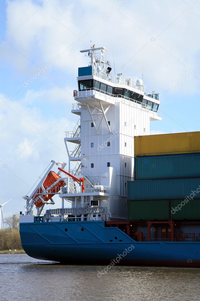 Ship with cargo on the Kiel Canal