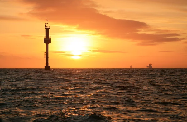 Zonsondergang in de zee Noord — Stockfoto