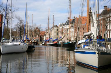 Yachts in Groningen. Netherlands. clipart