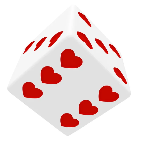 White dice in hearts — Stock Photo, Image