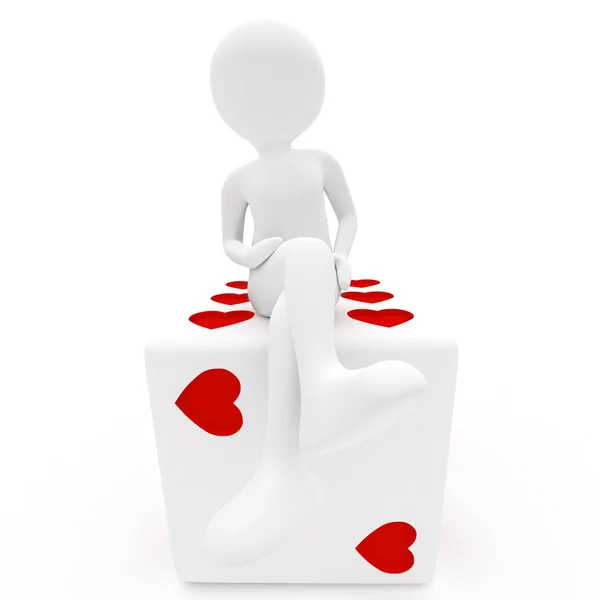 Girl with white dice in hearts — Stock Photo, Image