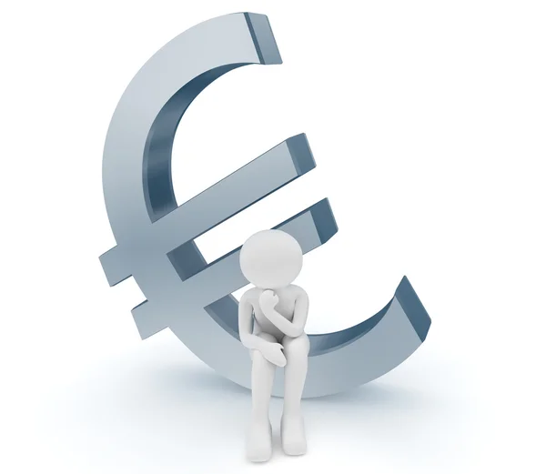Símbolo do euro e pessoa — Fotografia de Stock