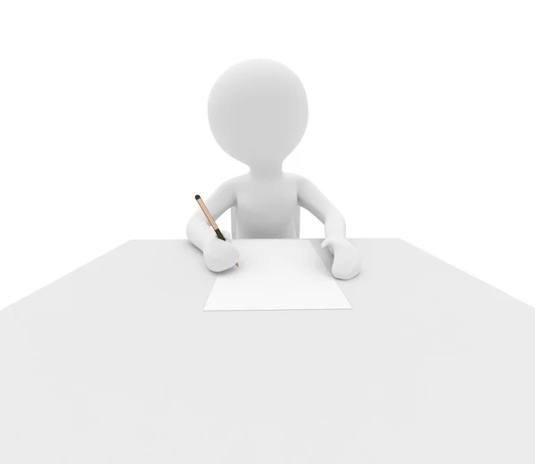 Person med penna på vit — Stockfoto