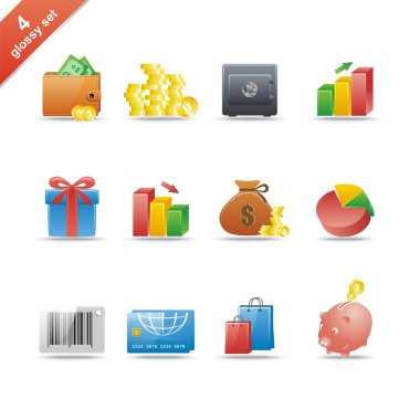 Glossy icon set 4 clipart