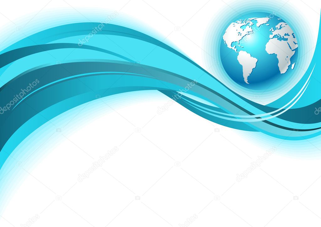 Business world map wave background
