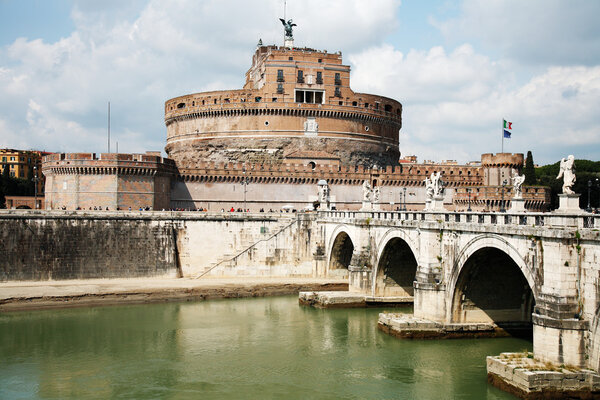 Stone bridge and ancient Castel Sant?Angelo,Rome
