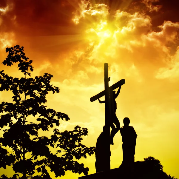 Распятие Иисуса Христа на кресте — стоковое фото