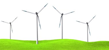 Windmill on green field clipart