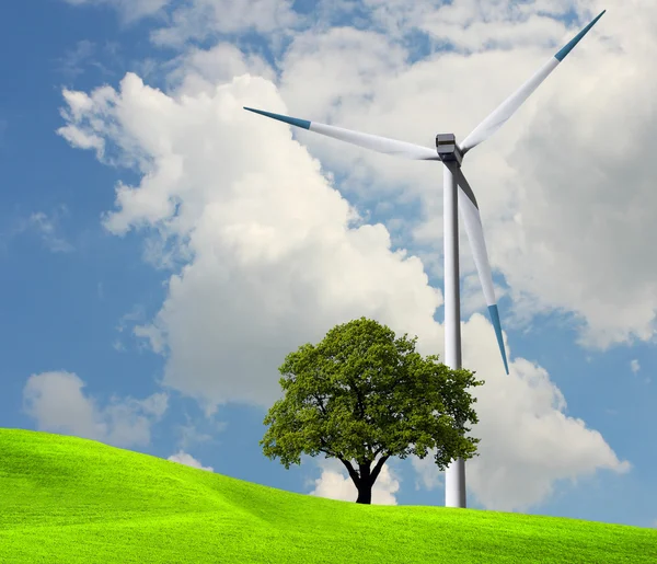Větrná energie, ekologie — Stock fotografie