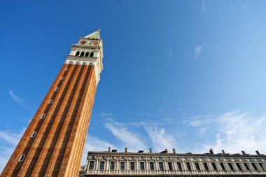 Bell tower in San Marcus Square in Venice clipart