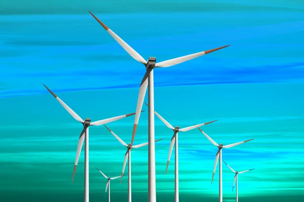Wind power in blue sky — Stock Photo, Image