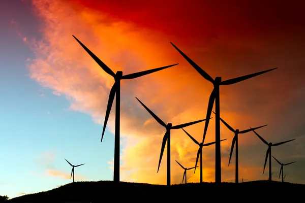 Wind farm silhouette — Stock Photo, Image