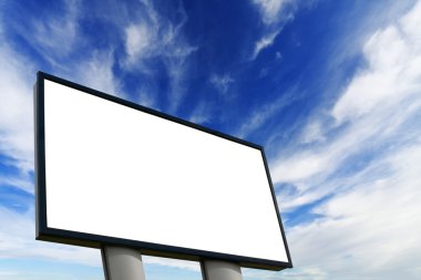 Empty billboard on blue sky clipart