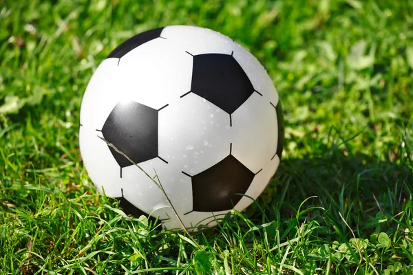 Pelota de fútbol sobre hierba verde —  Fotos de Stock