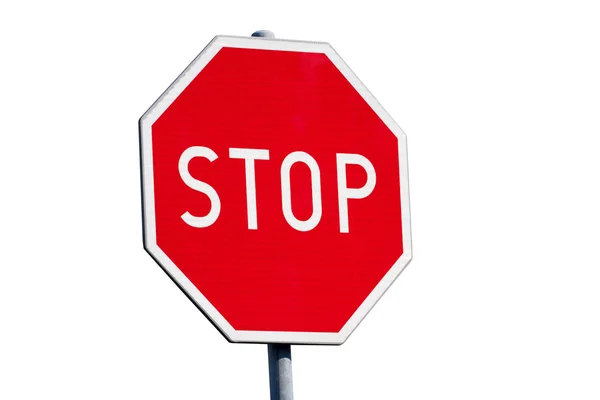 Znak stop na białym tle — Zdjęcie stockowe
