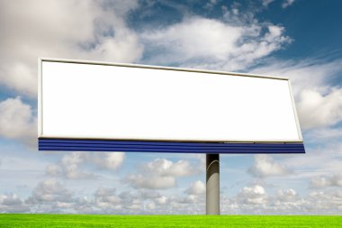 Blank bilboard in a green field clipart