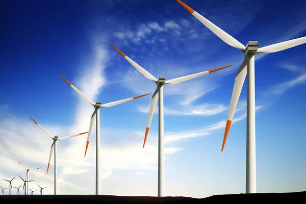 Ветряные турбины фермы, альтернативная энергия — стоковое фото