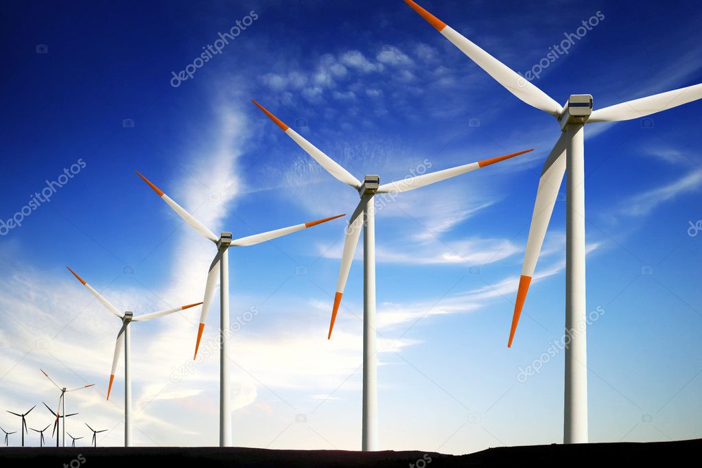 Wind turbines farm, alternative energy
