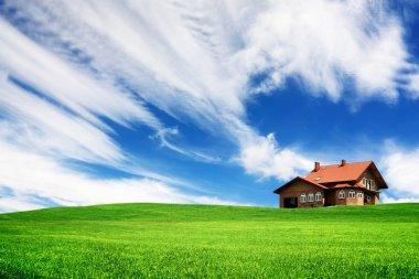 Your new home on a green hill clipart