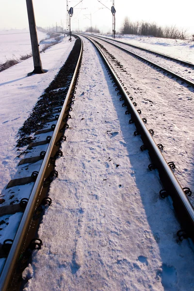 Pohled Železniční Trať Slunečného Dne — Stock fotografie