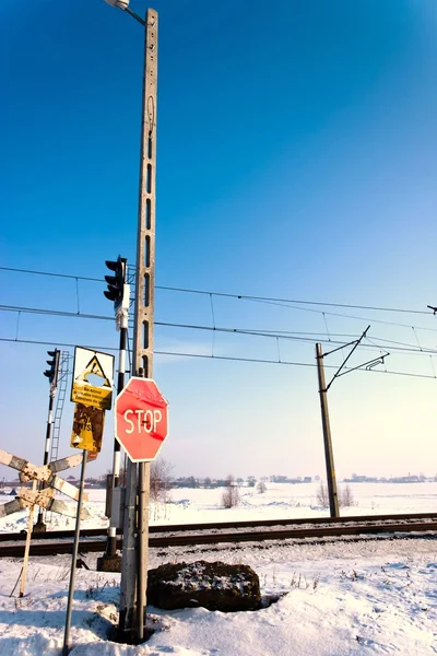 Άποψη Της Σιδηροδρομικής Γραμμής Μια Ηλιόλουστη Ημέρα — Φωτογραφία Αρχείου