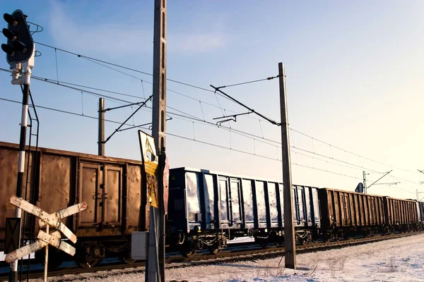 Vista Ferrovia Dia Ensolarado — Fotografia de Stock