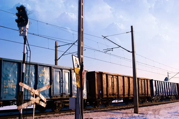 Pohled Železniční Trať Slunečného Dne — Stock fotografie