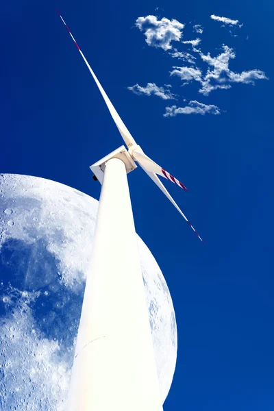 Turbiny Wiatrowe Błękitne Niebo Alternatywne Źródła Energii — Zdjęcie stockowe