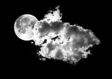 Moon between the clouds clipart