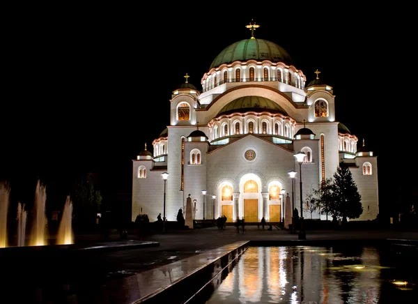 Templo de Santa Sava à noite — Fotografia de Stock