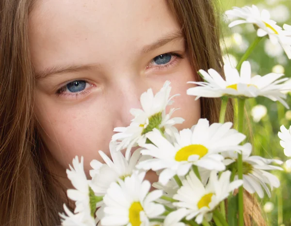 Fille et marguerites Photo De Stock