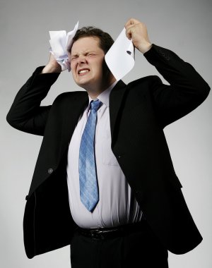 Businessman crying about unsuccess clipart