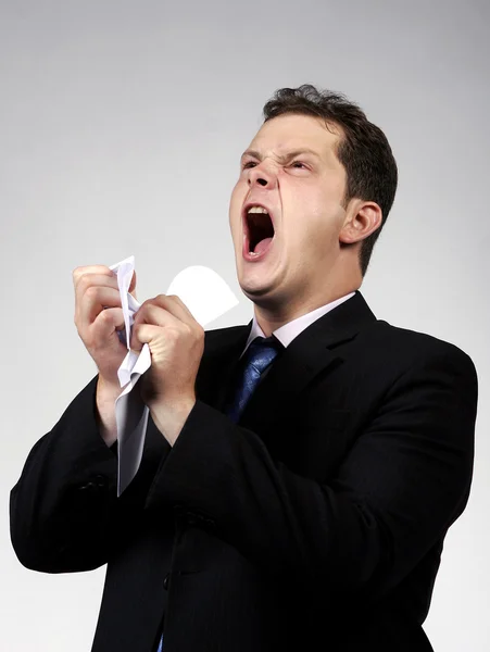 Empresário infeliz gritando — Fotografia de Stock