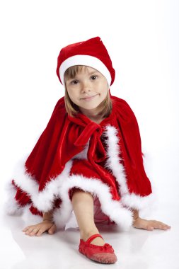 Adorable Miss Santa, 5 years old girl clipart