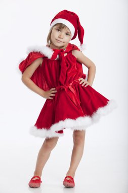 Cute little Miss Santa, 5 years old girl clipart