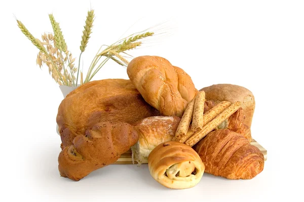 Beyaz ekmek ile farklı rulo — Stok fotoğraf