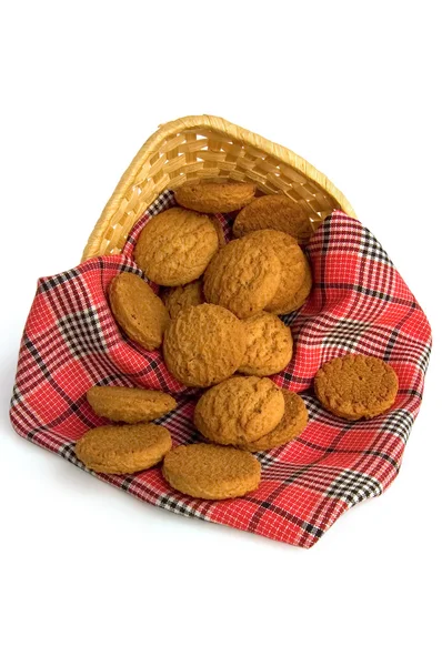 赤い布でオートミール クッキー — ストック写真