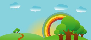 Rainbow not background of clouds clipart