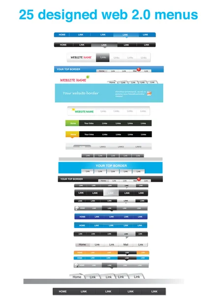 25 menus web 2.0 — Image vectorielle