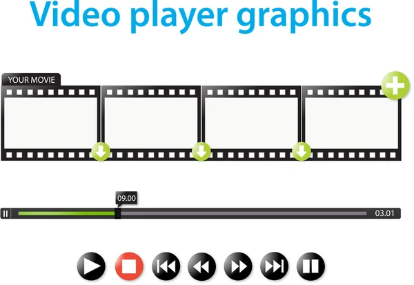 Grafis pemutar video - Stok Vektor