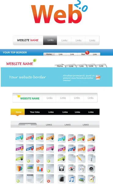 Web 2.0 série - Barres de navigation Web et — Image vectorielle